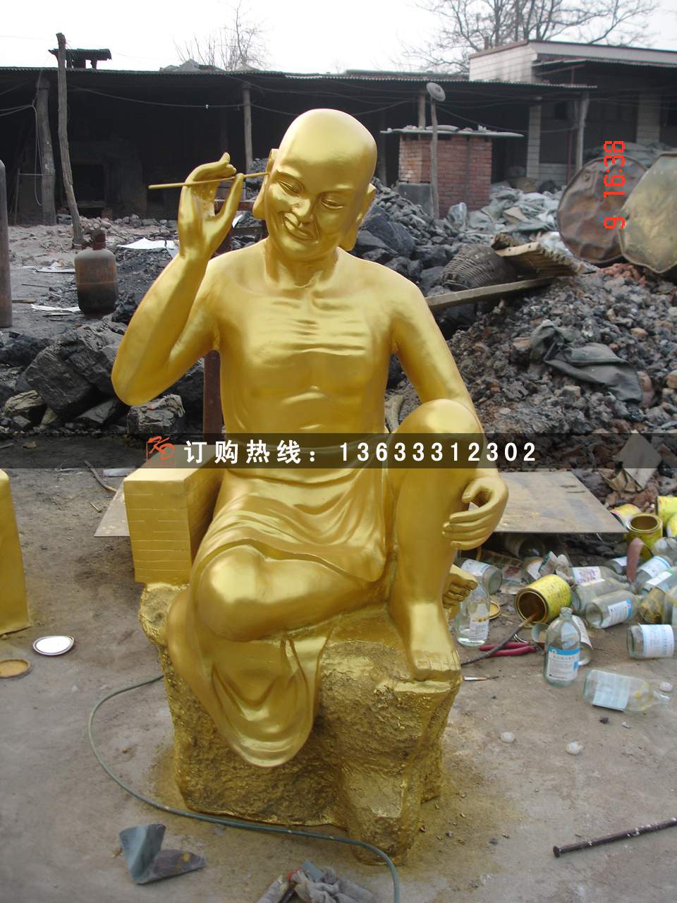 寺庙铸铜玻璃钢三宝佛 彩绘十八罗汉厂 玻璃钢树脂佛像