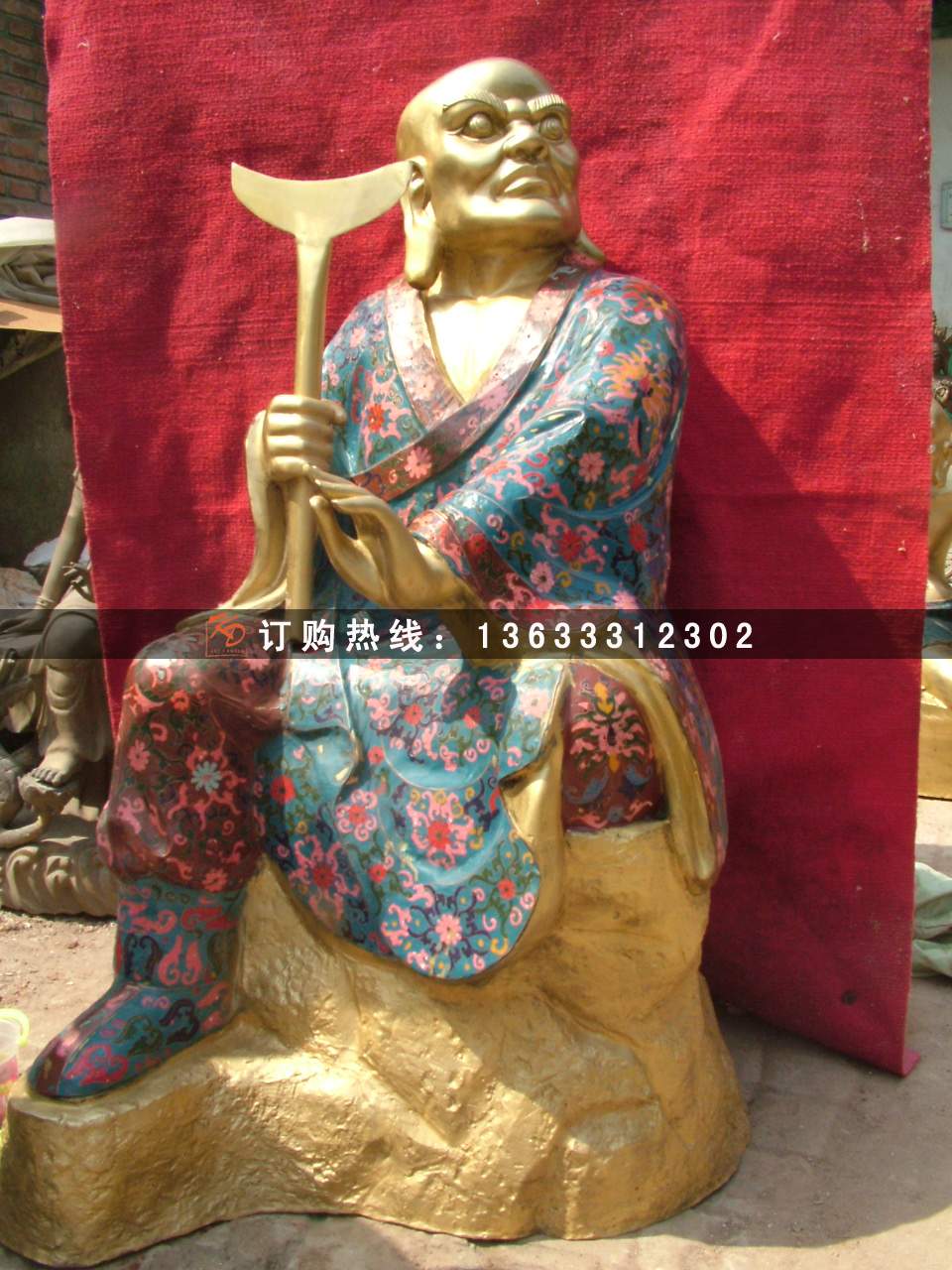 玻璃钢彩绘十八罗汉佛像　寺庙玻璃钢十八罗汉雕塑厂家