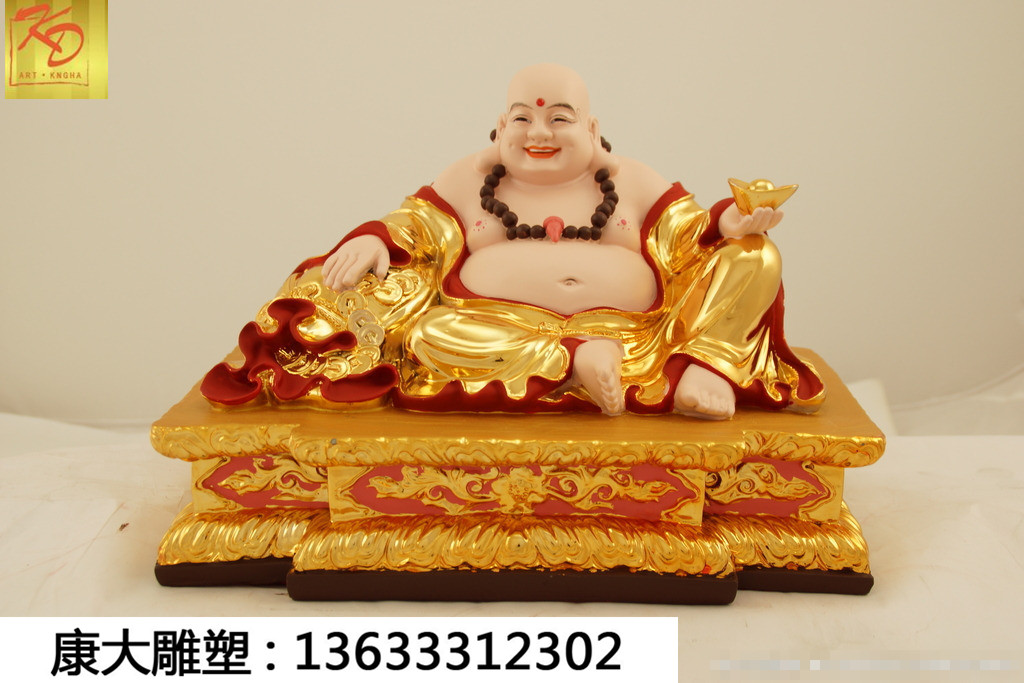 玻璃钢佛像38公分弥勒佛 玻璃钢笑佛大肚佛雕塑玻璃钢佛像雕塑