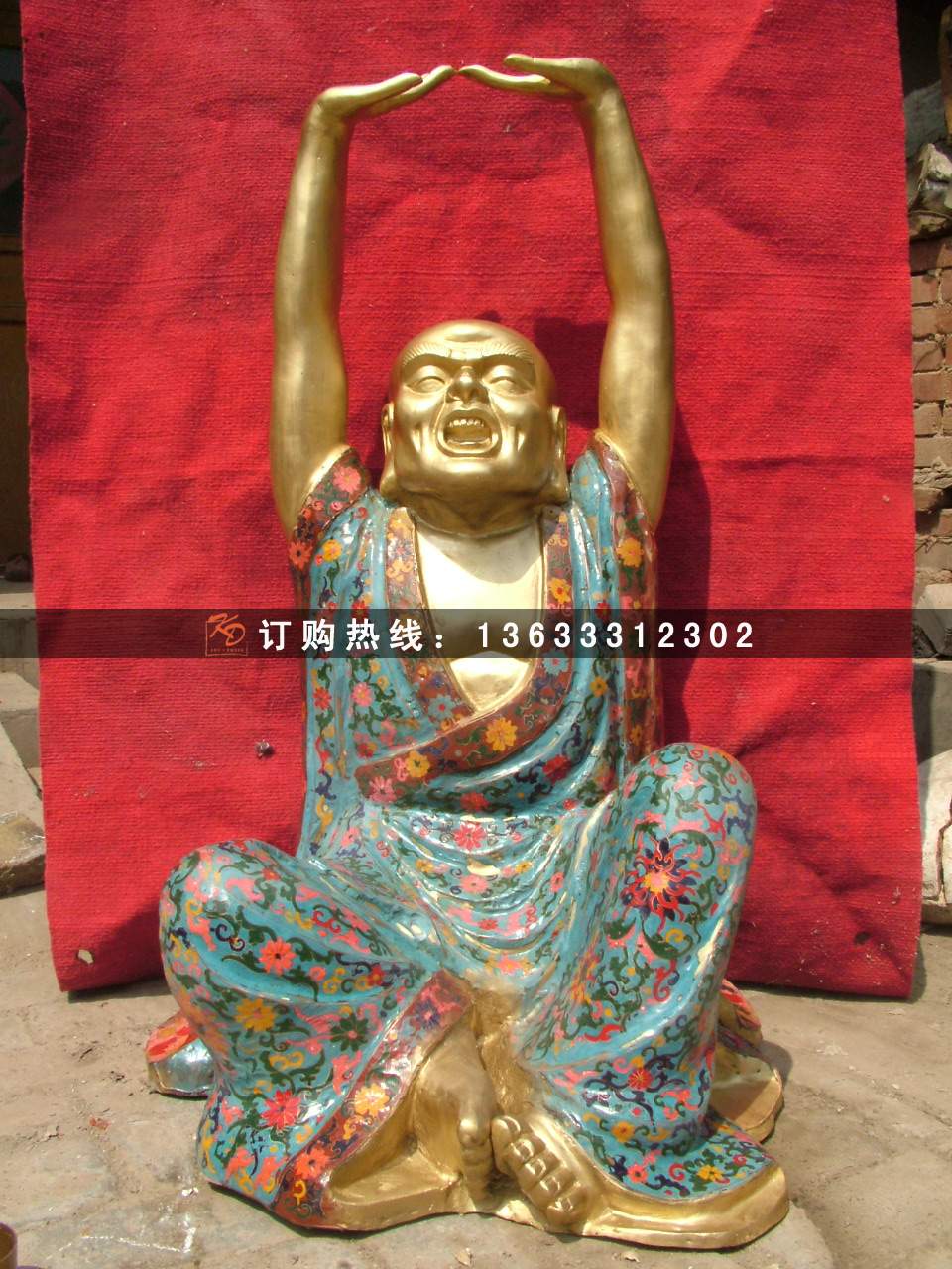 十八罗汉玻璃钢塑像 树脂玻璃钢雕塑彩绘贴金佛像雕塑厂家