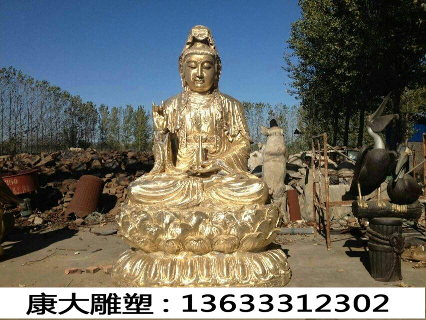 玻璃钢观音西方三圣佛像雕塑 玻璃钢佛像工艺厂