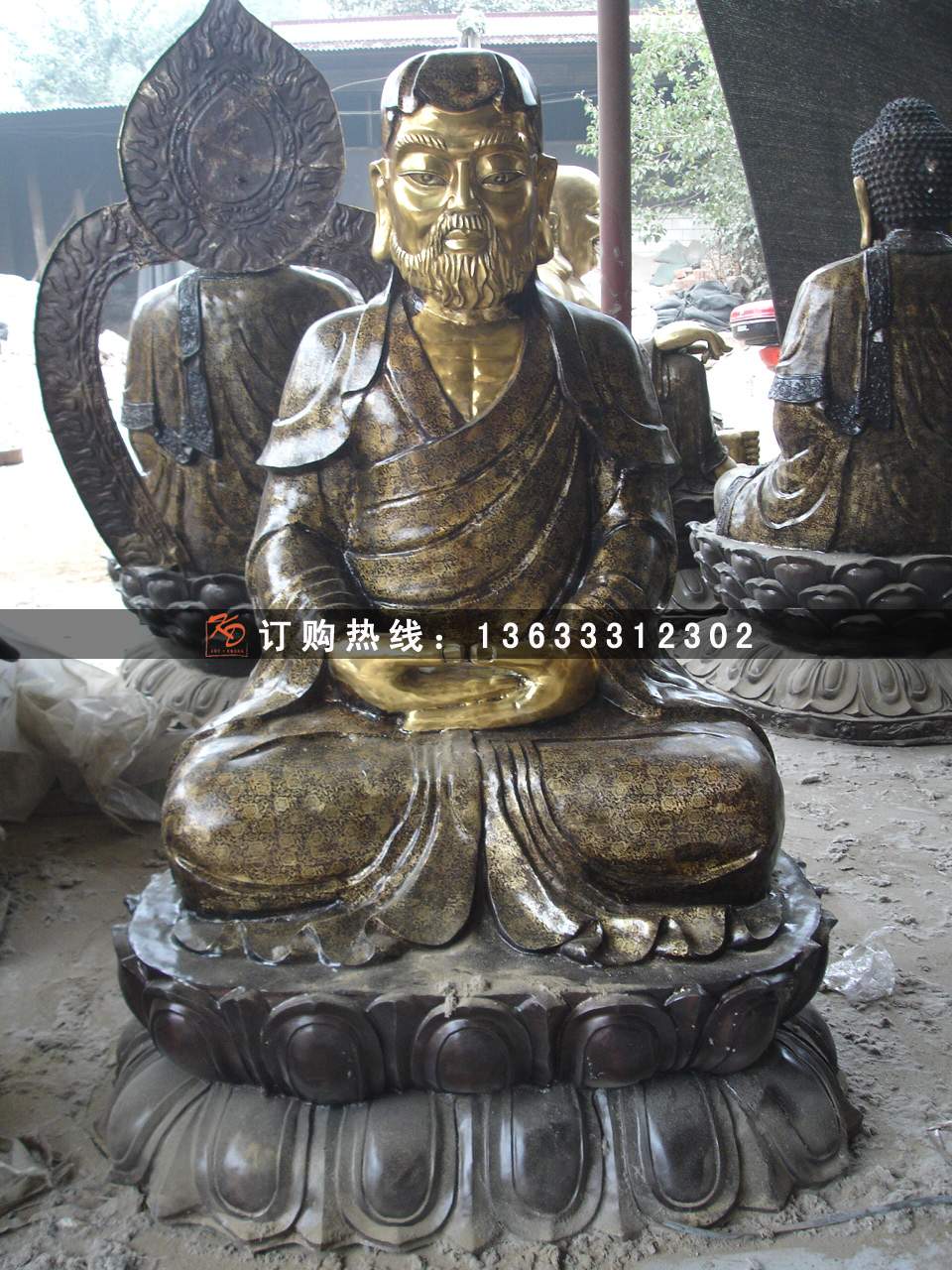 玻璃钢佛像文殊普贤菩萨树脂铜彩佛像 景区园林玻璃钢佛像雕塑