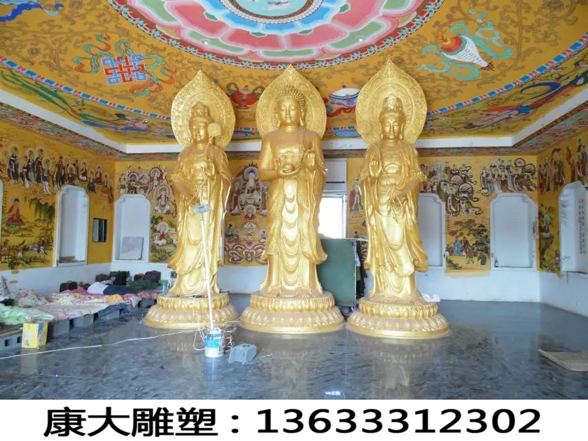 玻璃钢雕塑彩绘佛像 三宝佛像坐像站像加工定制
