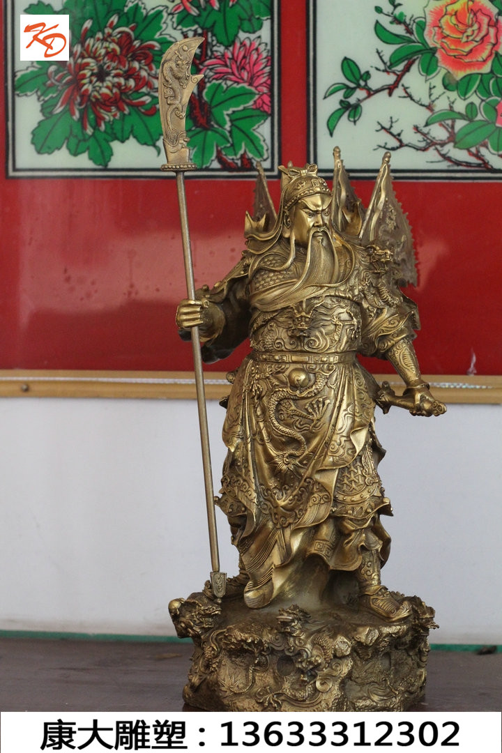 玻璃钢彩绘佛像嗲搜 玻璃钢关羽财神雕塑厂家