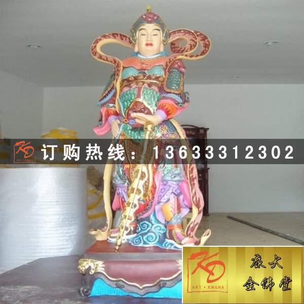 玻璃钢四大天王贴金神像雕塑 定制玻璃钢佛像雕塑厂家