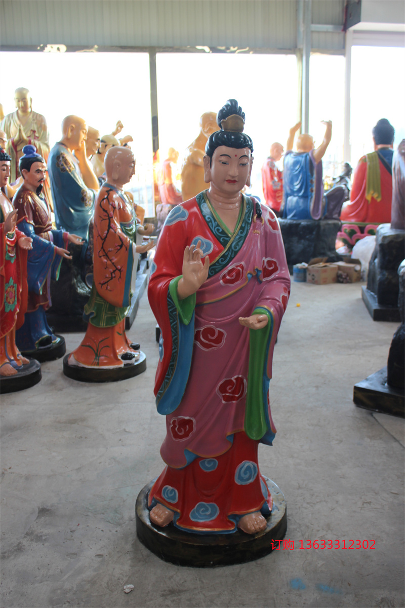 大型玻璃钢彩绘佛像雕塑 大型寺庙玻璃钢佛像雕塑