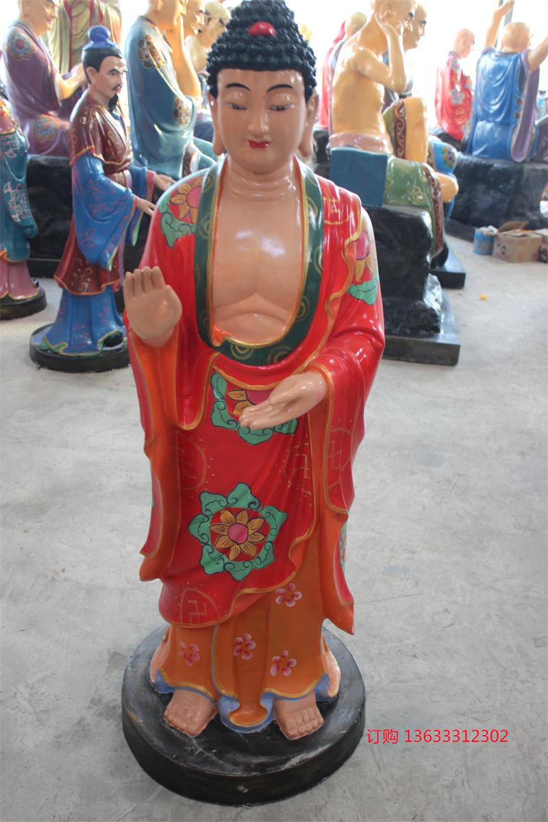 寺庙大雄宝殿玻璃钢佛像 三宝佛贴金彩绘