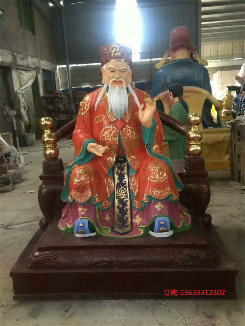 玻璃钢五路财神 树脂贴金财神像 铜雕神像厂家