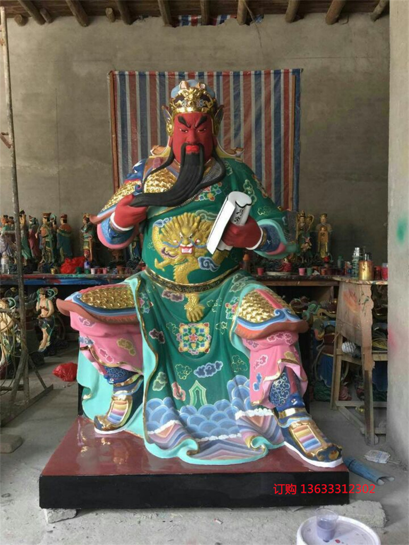 寺庙佛寺树脂佛像神像 彩绘玻璃钢东西南北中五路财神像