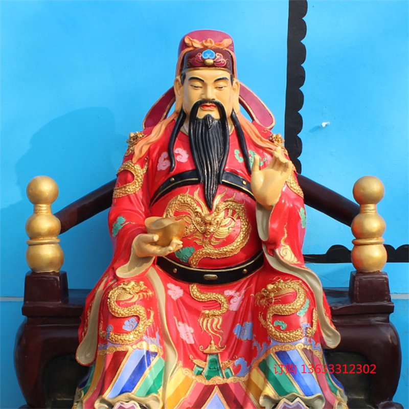 厂家定做 玻璃钢树脂 财神爷佛像 贴金彩绘 四路财神站像