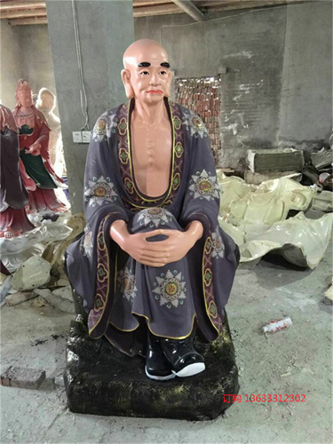 十八罗汉雕塑玻璃钢铸铜雕佛像寺庙彩绘鎏金降龙伏虎树脂供奉摆件