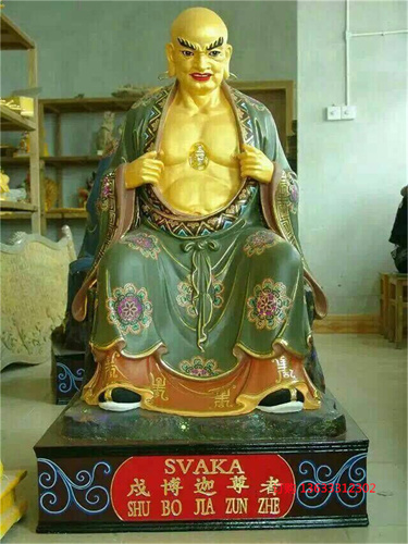 彩绘玻璃钢十八罗汉佛像　寺庙玻璃钢十八罗汉雕塑厂家