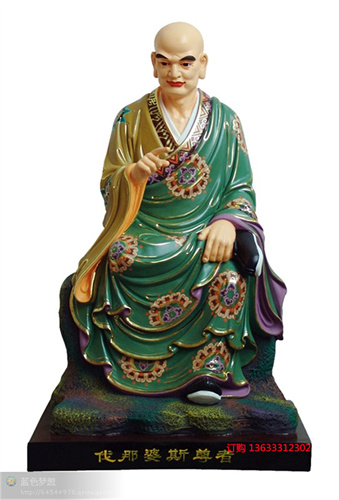 玻璃钢彩绘十八罗汉雕塑喷金贴金镀金玻璃钢雕塑佛像人物
