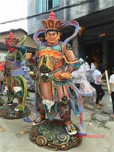 定制玻璃钢四大天王雕塑 景观园林寺庙供奉大型神像彩绘佛像雕塑