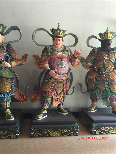玻璃钢彩绘贴金四大天王观音神仙如来佛像雕塑
