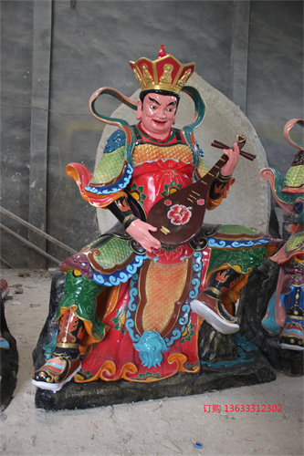 玻璃钢彩绘四大天王  四大金刚玻璃钢鎏金佛像