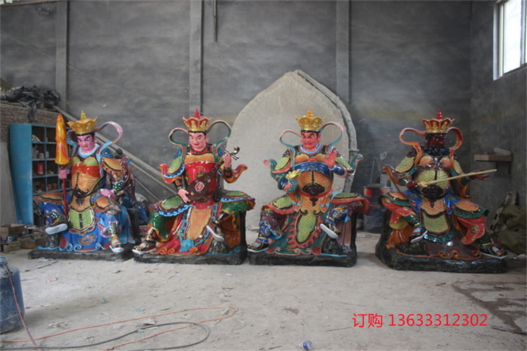 彩绘玻璃钢四大天王定做 玻璃钢四大金刚