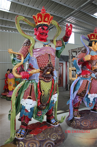 彩绘四大天王雕像树脂玻璃钢神像寺院天王殿四大金刚雕塑