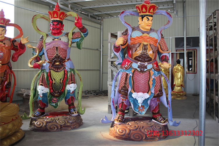 玻璃钢四大天王佛像 力士金刚雕塑 定制神像摆件