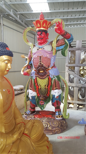 寺庙定制玻璃钢佛像雕塑 站像四大天王玻璃钢树脂雕塑