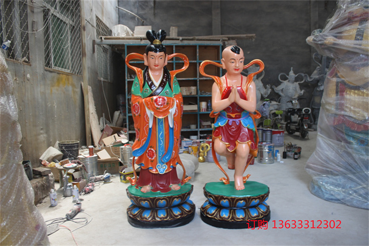 玻璃钢观音菩萨善财龙女佛像雕塑 玻璃钢佛像定制