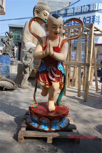 玻璃钢佛像雕塑 道观寺庙玻璃钢观音童子童女神像雕塑