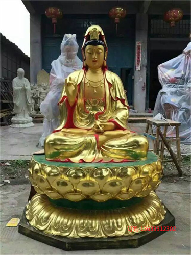 定做玻璃钢佛像雕塑 彩绘观音菩萨佛像