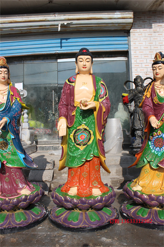 定做如来佛祖的神像玻璃钢西方三圣玻璃钢仿铜阿弥陀佛雕像