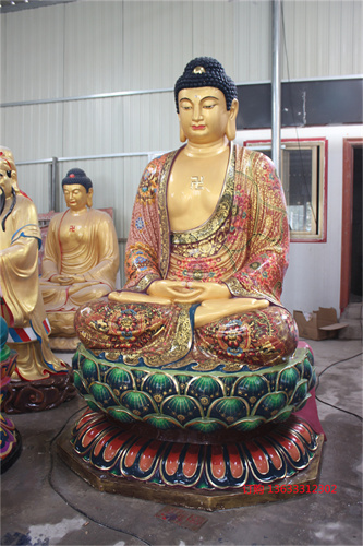玻璃钢三宝佛鎏金神像 木雕玻璃钢未来弥勒佛神像 西方阿弥陀雕像