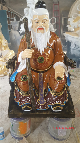 创意供奉玻璃钢土地送土地婆雕塑 彩绘玻璃钢神仙雕塑