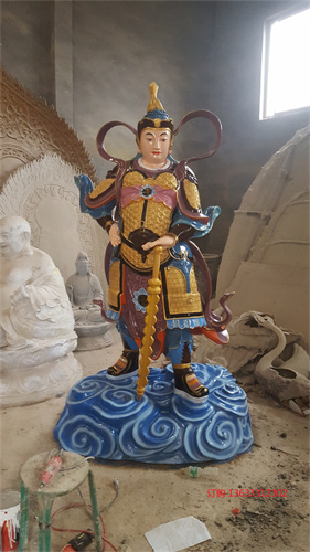 大型玻璃钢彩绘神像韦陀立像雕塑定制生产厂家