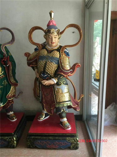 供应伽蓝菩萨树脂彩绘韦陀护法玻璃钢佛像雕塑