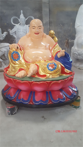 弥勒佛玻璃钢彩绘佛像 玻璃钢彩绘伽蓝菩萨雕塑订制