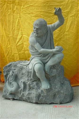 石雕十八罗汉佛像花岗岩麻石寺庙护法石材雕像大型神像定制