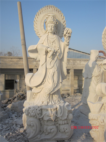 定制露天石雕观音像汉白玉地藏王菩萨石像大理石佛像雕刻寺院摆放