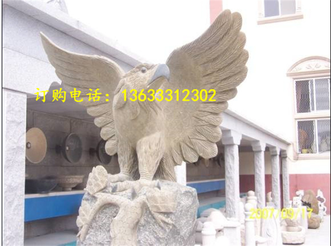 黄锈石大理石老鹰雄鹰雕塑园林景观石雕摆件摆设