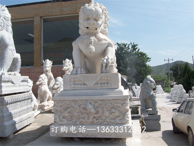 仿古雕刻石雕动物 青石石雕狮子 做旧装饰 造型美观