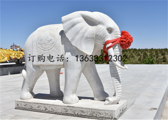 石雕刻象工艺品大理石石象别墅庭院酒店公司门口看门象