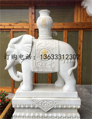 石雕大象一对汉白玉小象吉祥如意晚霞红青石大象雕刻门口摆件