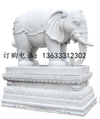 汉白玉石雕大象公司别墅门口象晚霞红石头大象母子象雕塑一对
