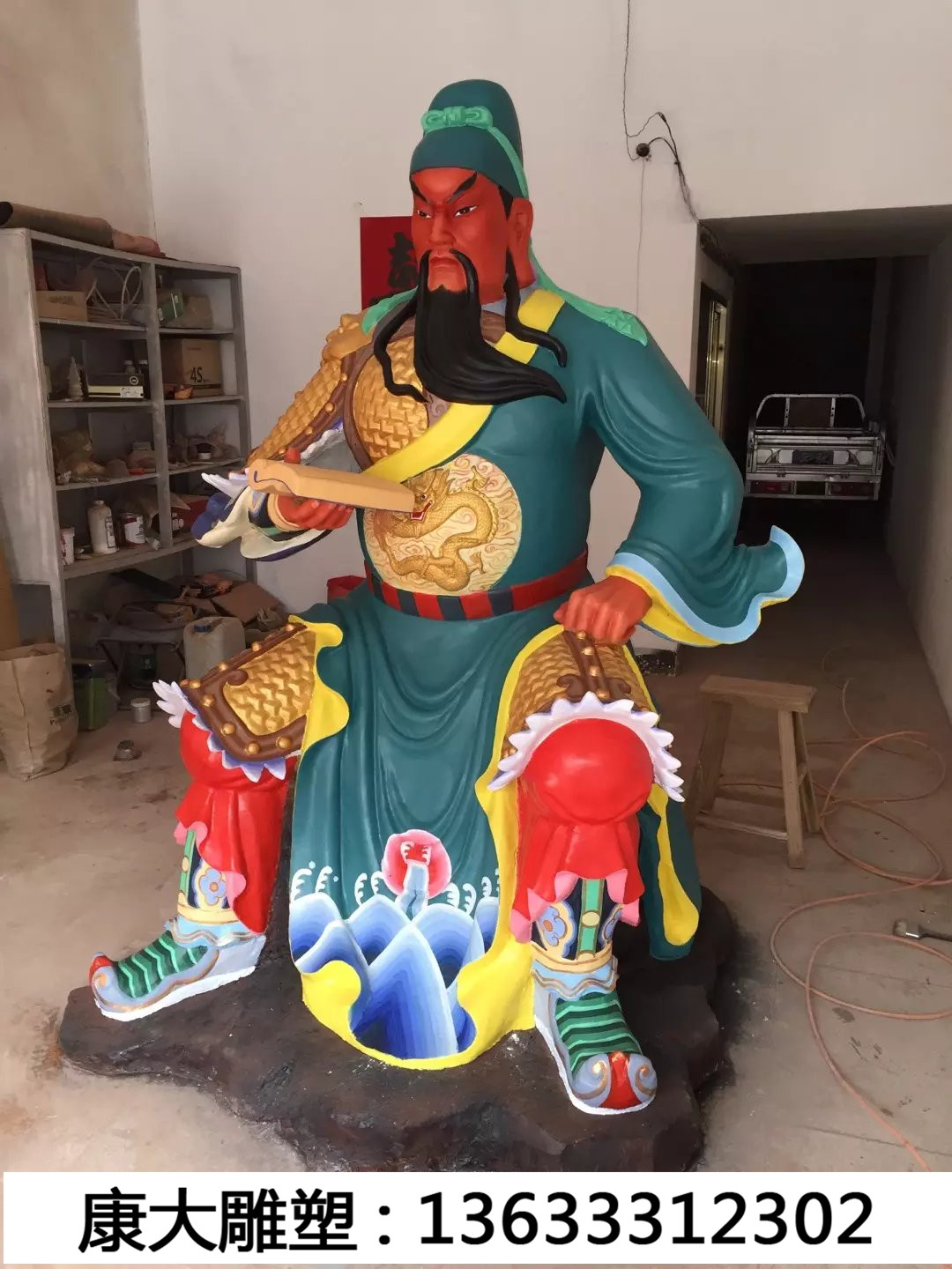 玻璃钢文武财神神像坐像 玻璃钢赵公明彩绘贴金 大型寺庙供奉佛像定制