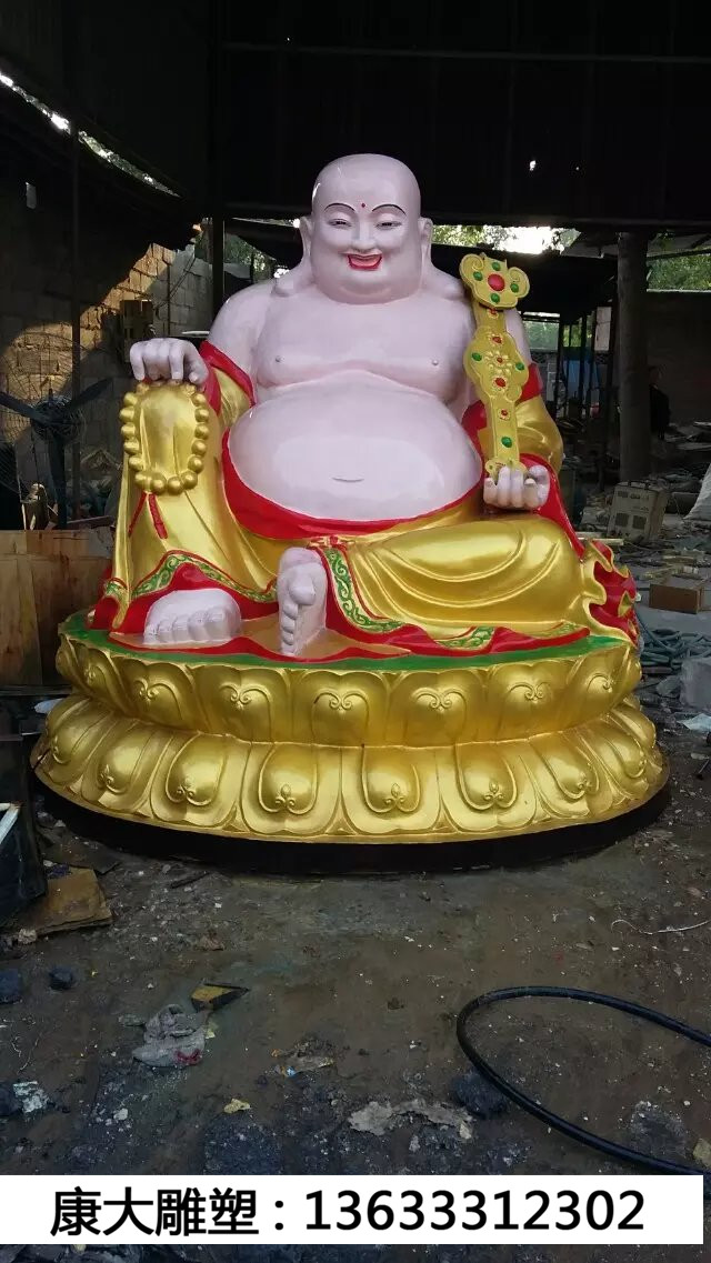 大型玻璃钢雕塑坐佛彩绘弥勒佛雕塑宗教佛像玻璃钢雕塑