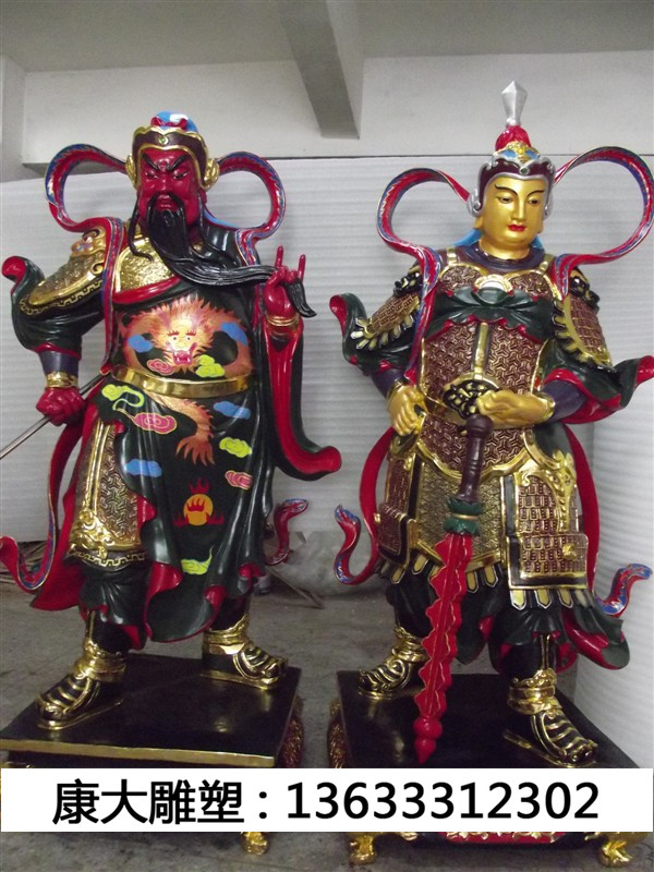 玻璃韦驮神像钢雕塑佛像  玻璃钢财神爷雕塑 玻璃钢贴金佛像雕塑摆件
