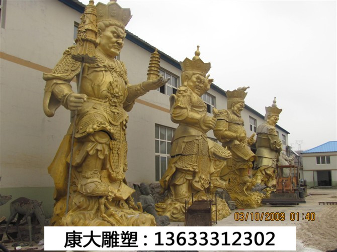 供应四大金刚玻璃钢极彩雕塑 送子观音玻璃钢佛像定制厂家