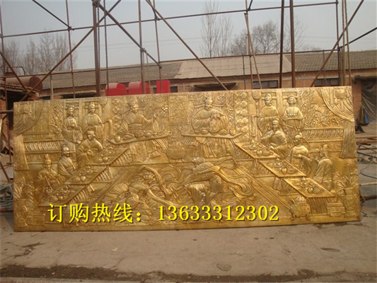 铜板雕刻浮雕 客厅影视墙 锻铜山水画壁画 锻铜佛雕雕塑厂家