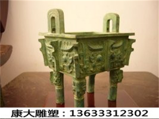 青铜鼎雕塑 三足铜克鼎 办公室装饰 铸铜四方鼎雕塑定制