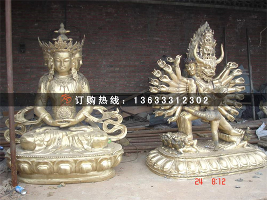 地藏王菩萨佛像雕塑 大型铸铜寺庙佛像 贴金彩绘铜佛像