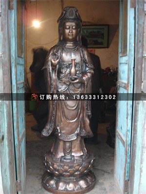 西方三圣佛像铜雕 贴金彩绘观音铜佛像 娑婆神像菩萨铸铜雕塑