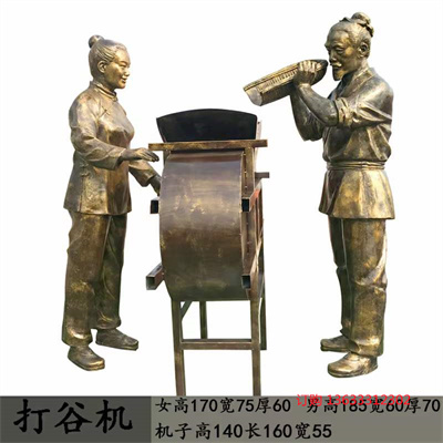 铸铜景观小品雕塑厂家 玻璃钢农耕文化人物雕像 牛拉犁耕地雕塑