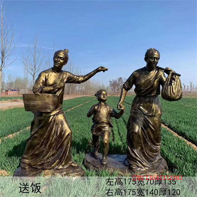 玻璃钢仿铜不锈钢雕塑定制民风民俗农耕铸铜人物雕塑摆件